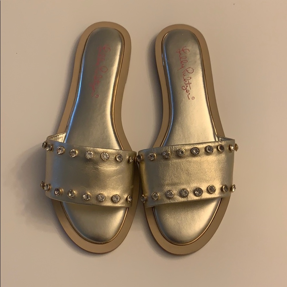 Lilly Pulitzer Gold Leather Sandals- Size 7